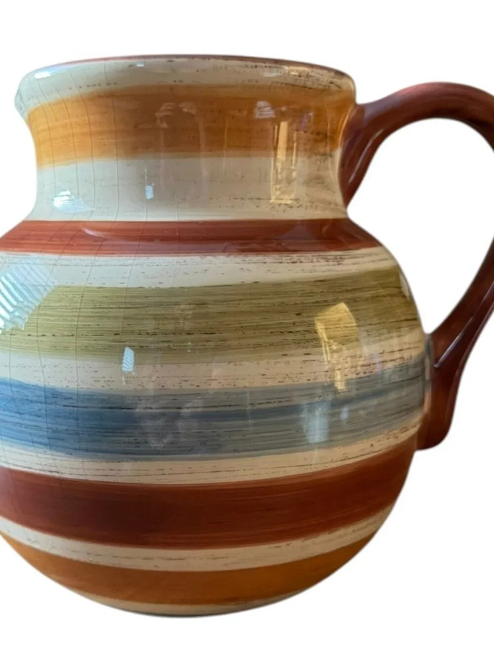 Style•Eyes by Baum Bros “Sienna Rainbow” Large Ceramic Pitcher / Water Jug